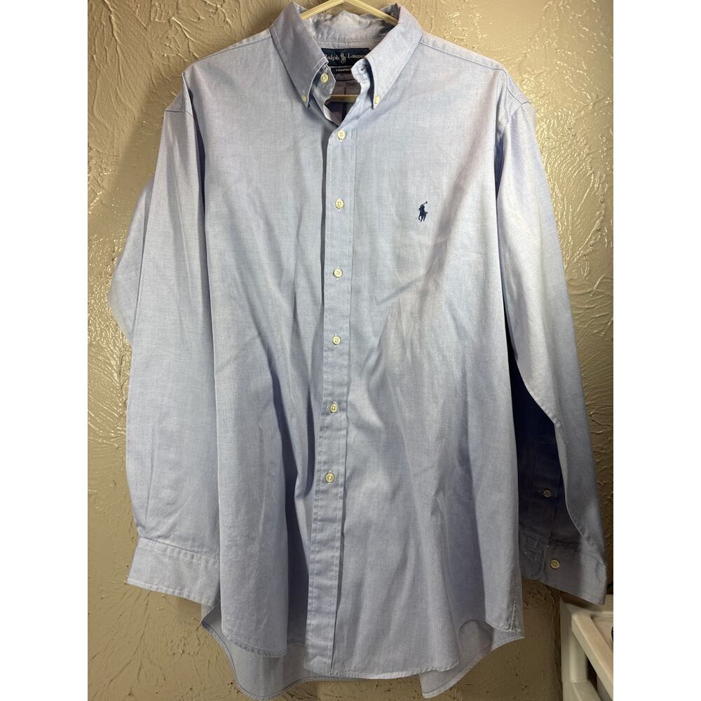 Ralph Lauren Mens Blue Yarmouth Button Down Dress Shirt Preppy Size 16 1/2 34-35